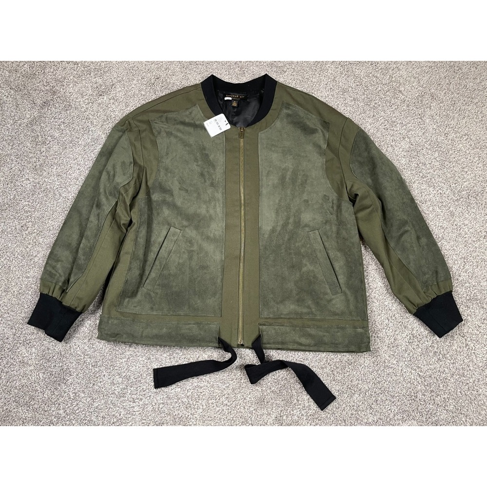 Current Air Jacket Womens Medium Green Canvas Full Zip Free People Boho Boxy NEW